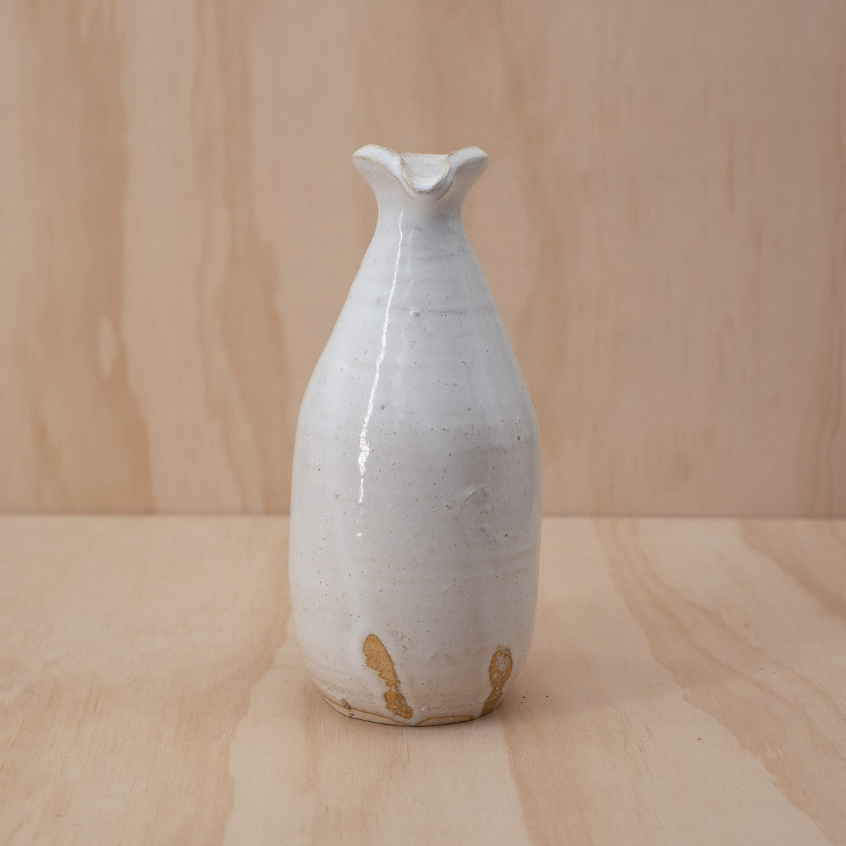 Vintage Japanese Ceramic White Glazed Sake Bottle