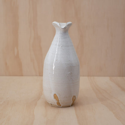 Vintage Japanese Ceramic White Glazed Sake Bottle