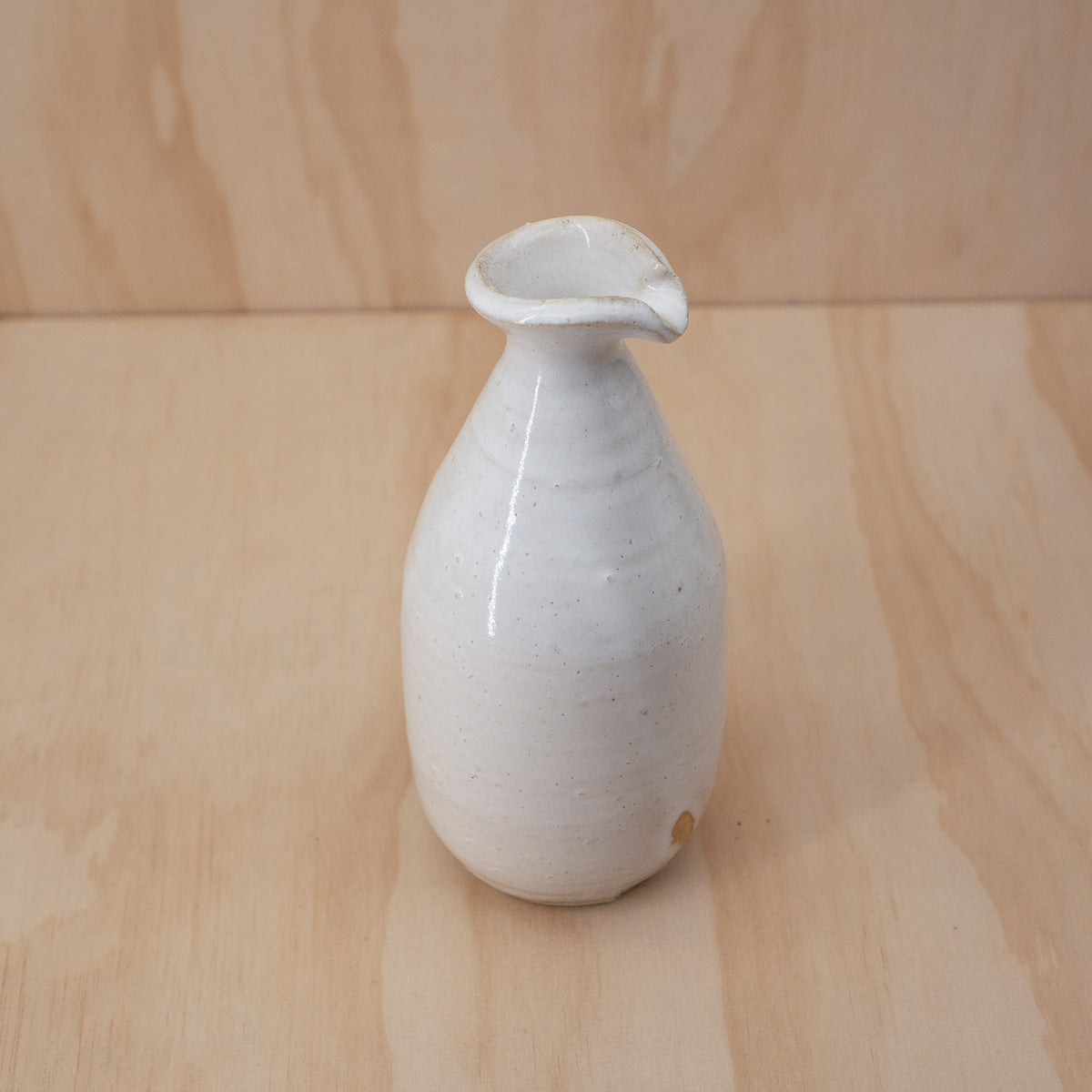 Vintage Japanese Ceramic White Glazed Sake Bottle