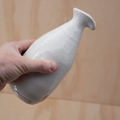 Vintage Japanese Ceramic White Glazed Sake Bottle