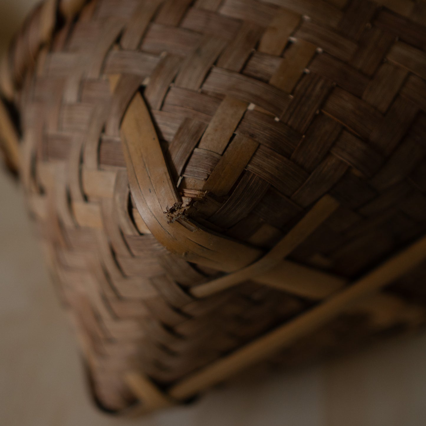 Vintage Japanese woven bamboo and straw basket