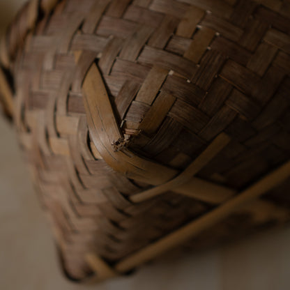 Vintage Japanese woven bamboo and straw basket