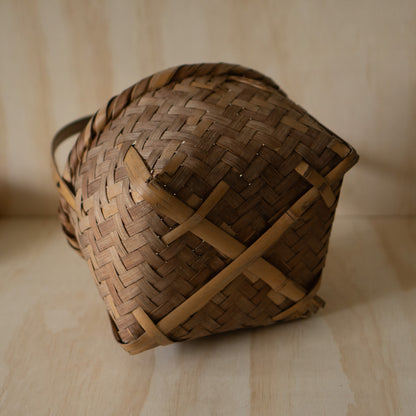 Vintage Japanese woven bamboo and straw basket