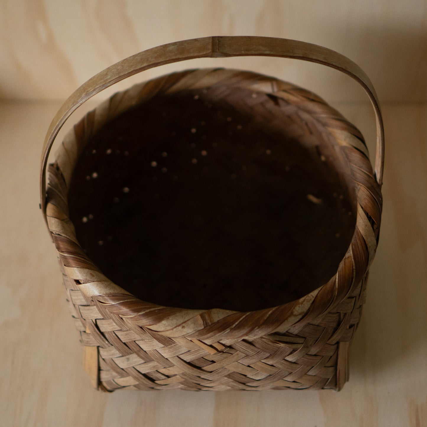 Vintage Japanese woven bamboo and straw basket