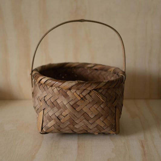 Vintage Japanese woven bamboo and straw basket