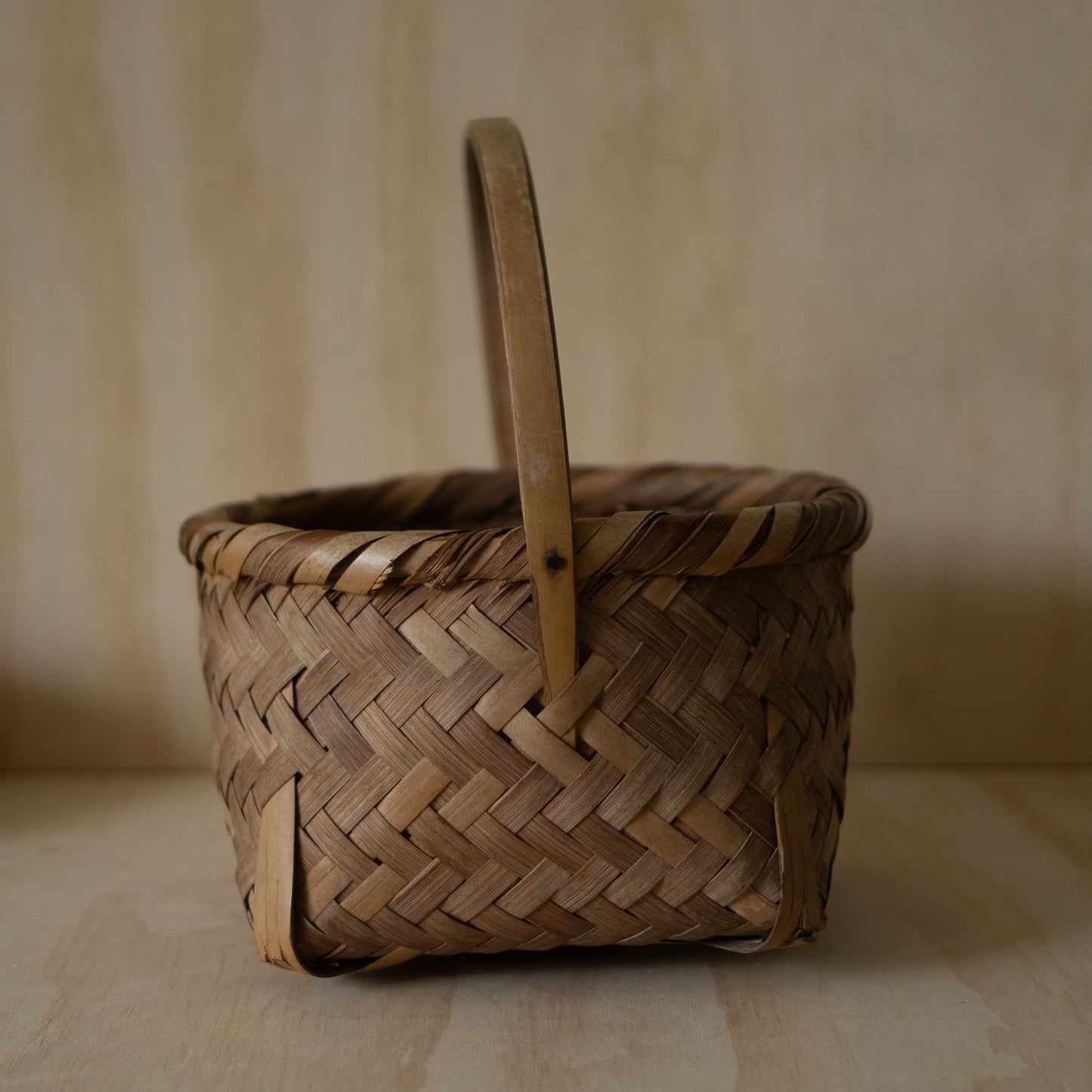 Vintage Japanese woven bamboo and straw basket