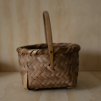 Vintage Japanese woven bamboo and straw basket