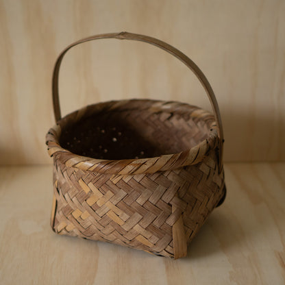 Vintage Japanese woven bamboo and straw basket