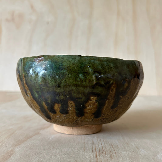 Vintage Japanese Chunky green and brown matcha bowl