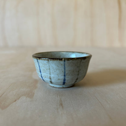 Vintage Japanese cream speckled and striped Ceramic Sake Cup