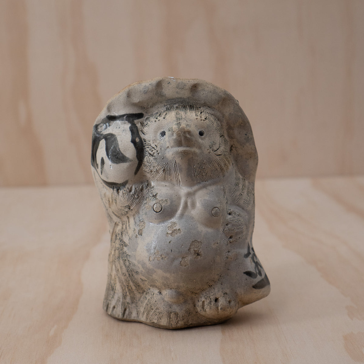 Vintage Japanese Small Rustic Ceramic Tanuki Statue