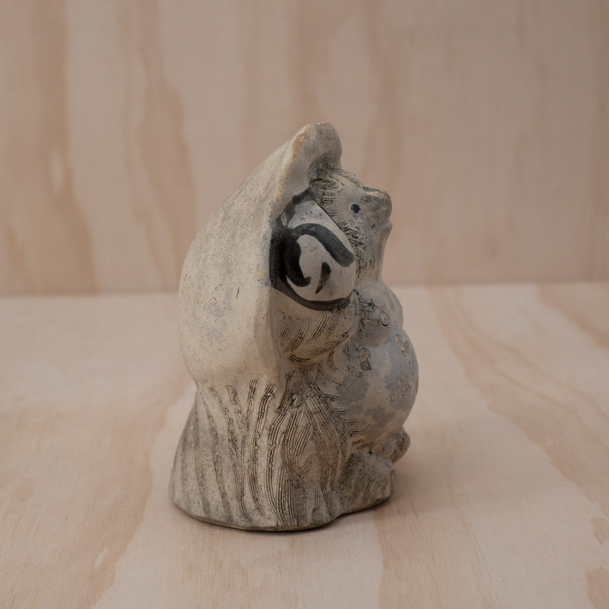 Vintage Japanese Small Rustic Ceramic Tanuki Statue