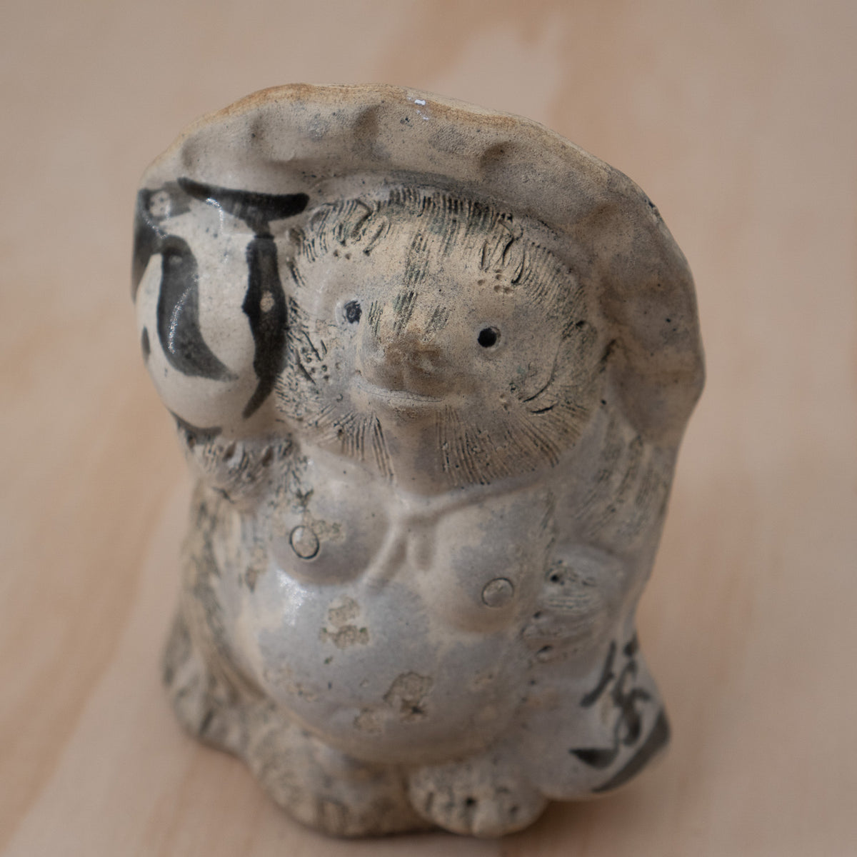 Vintage Japanese Small Rustic Ceramic Tanuki Statue