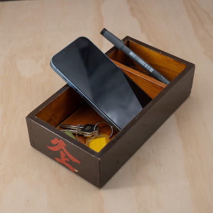 Antique Japanese Jubako Black Lacquered Bento Box "Zen" Tray