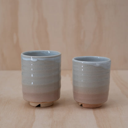 Vintage Japanese Hagi Ware Meoto Yunomi "Husband and Wife" Tea cup pair