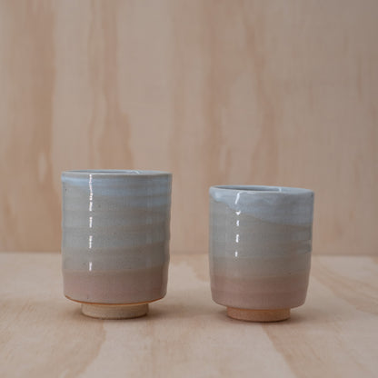 Vintage Japanese Hagi Ware Meoto Yunomi "Husband and Wife" Tea cup pair
