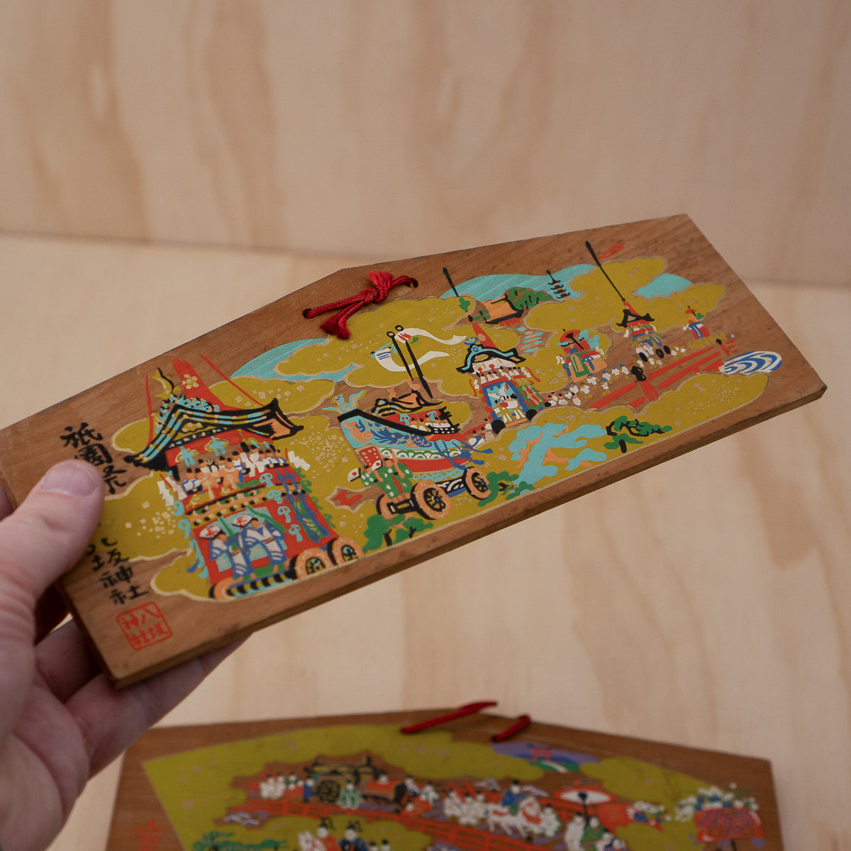 Vintage Japanese Wide Ema shrine festival plaques