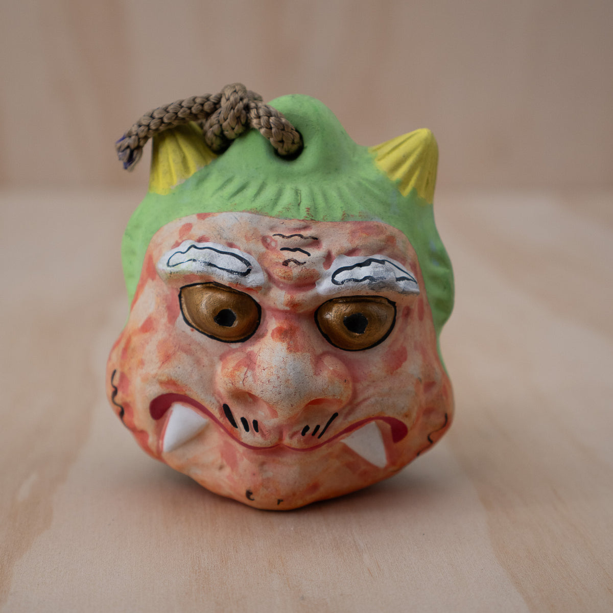 Vintage Japanese Clay Dorei Oni Demon Bell