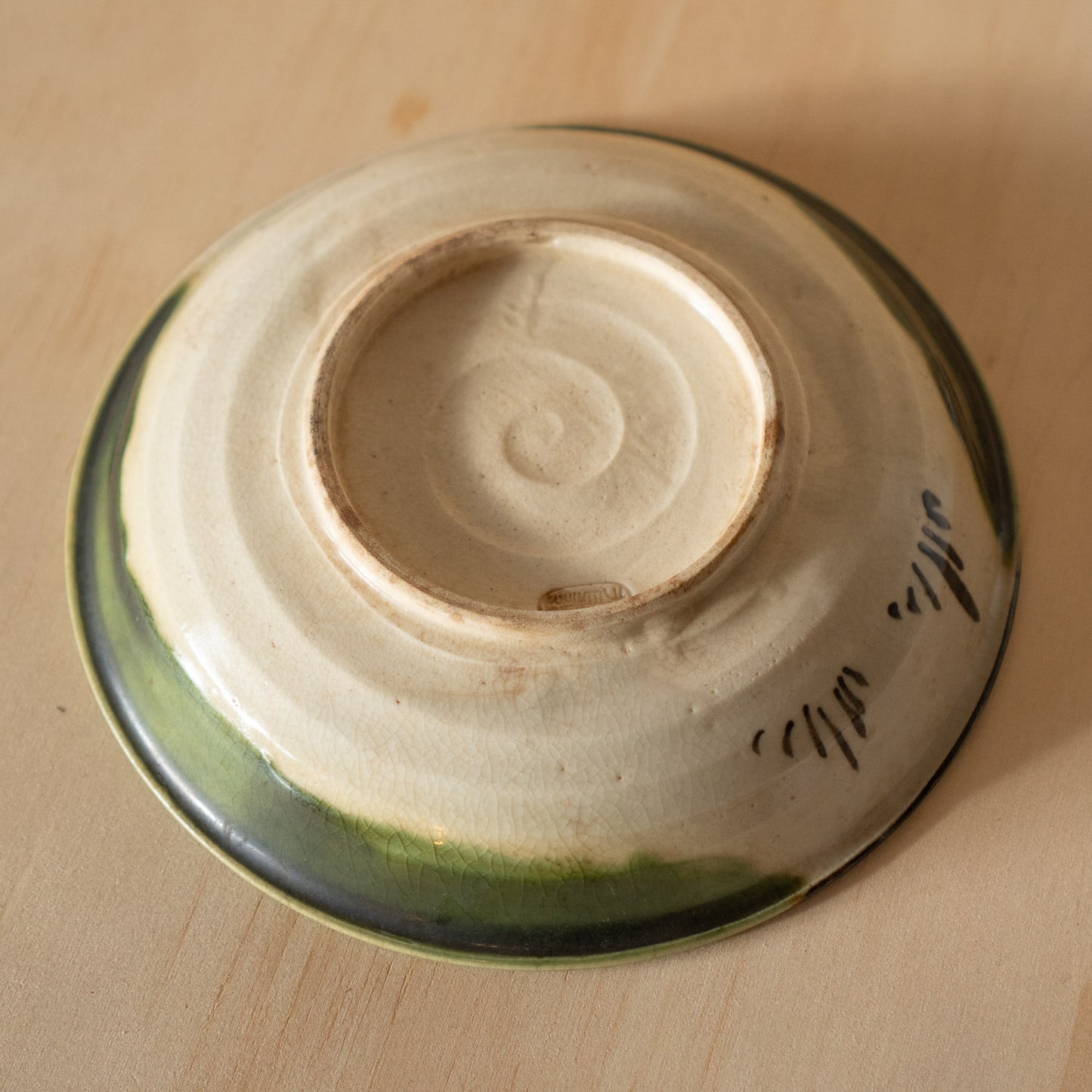Vintage Japanese Handmade Mino ware Oribe Ceramic side plate