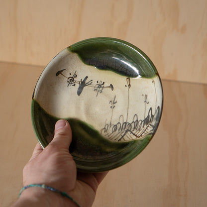 Vintage Japanese Handmade Mino ware Oribe Ceramic side plate