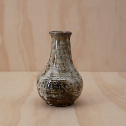 Vintage Japanese small brown mottled ceramic vase