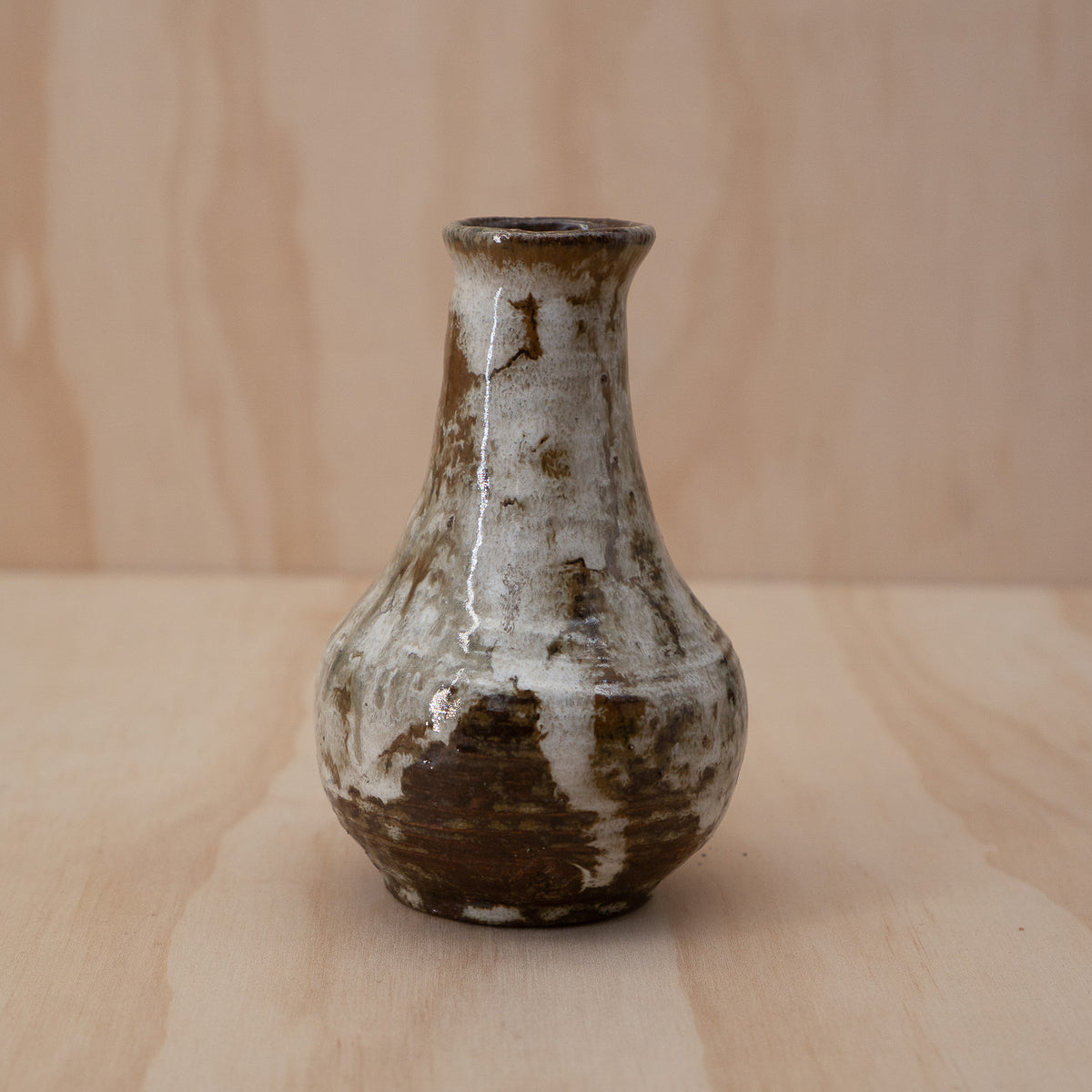 Vintage Japanese small brown mottled ceramic vase