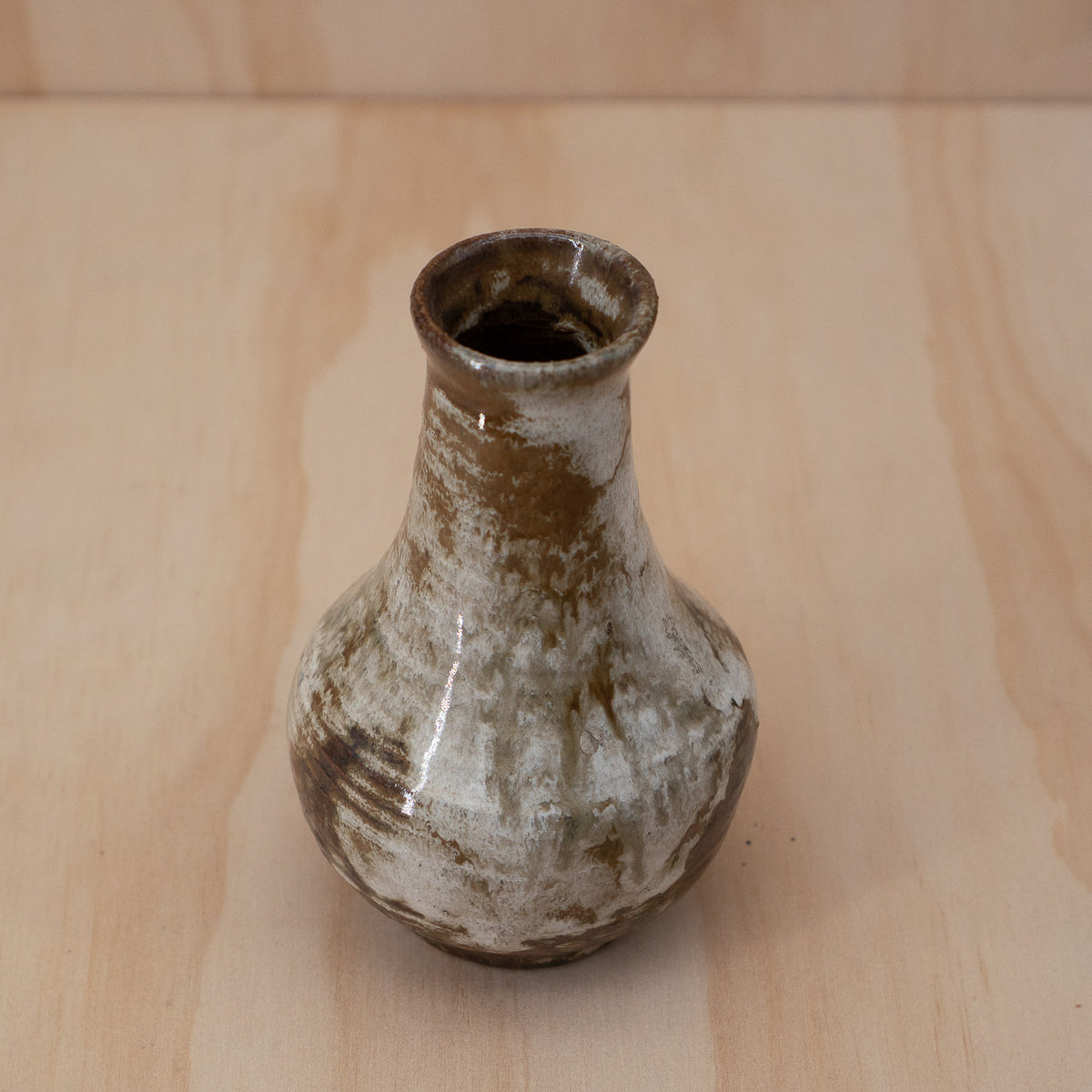 Vintage Japanese small brown mottled ceramic vase