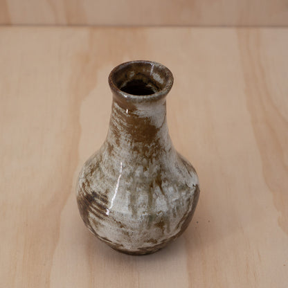 Vintage Japanese small brown mottled ceramic vase