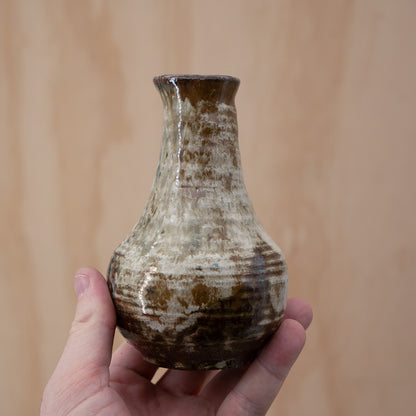 Vintage Japanese small brown mottled ceramic vase