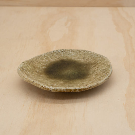 Vintage Japanese hand made green glazed small plate