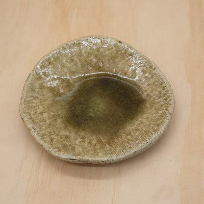 Vintage Japanese hand made green glazed small plate