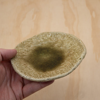 Vintage Japanese hand made green glazed small plate