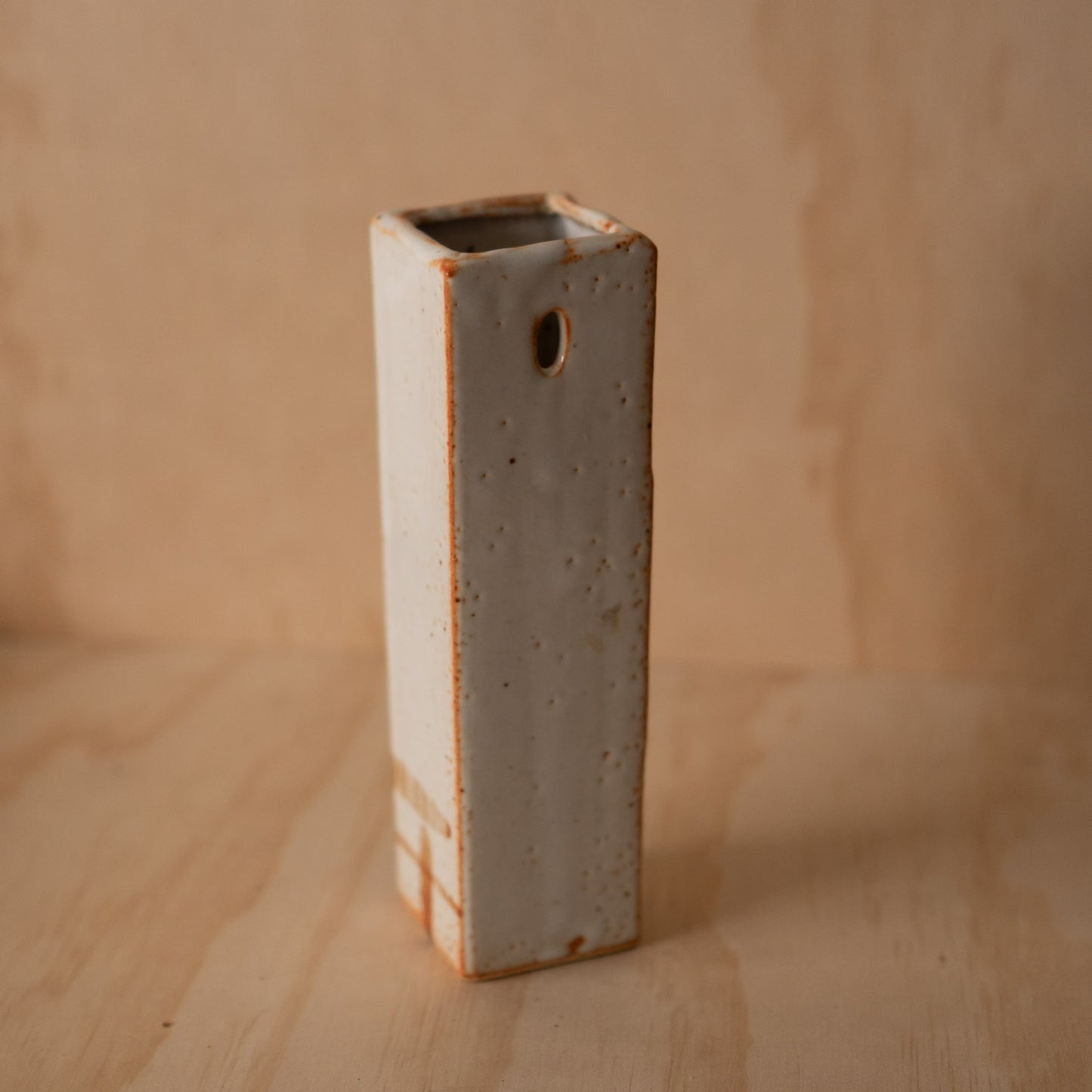 Vintage Japanese Shino Ceramic wall vase in original box