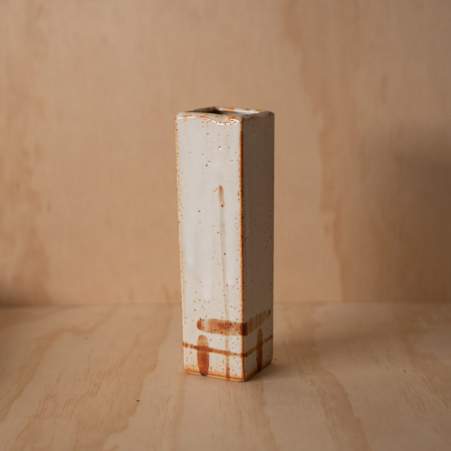 Vintage Japanese Shino Ceramic wall vase in original box