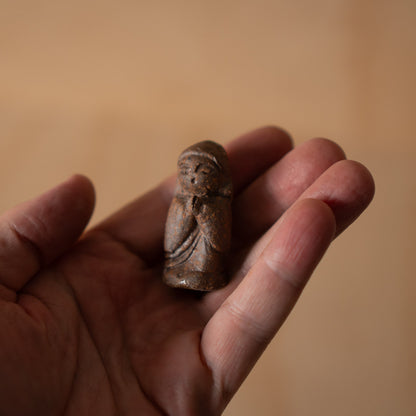 Vintage Japanese tiny pottery Jizo figure -Nigiri Botoke