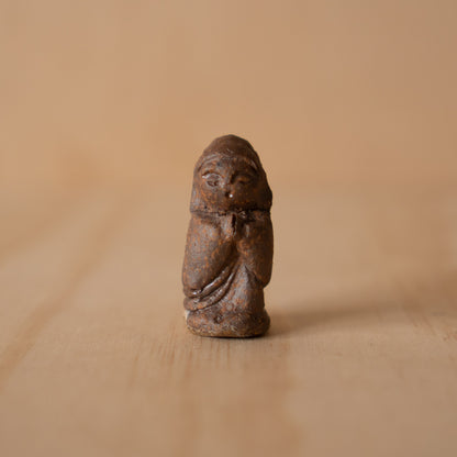 Vintage Japanese tiny pottery Jizo figure -Nigiri Botoke