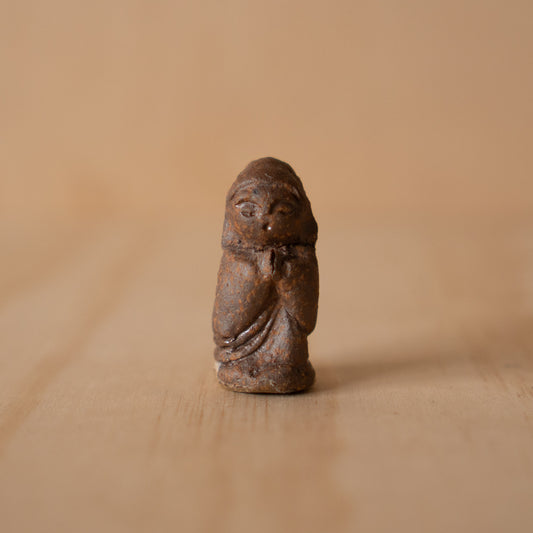 Vintage Japanese tiny pottery Jizo figure -Nigiri Botoke