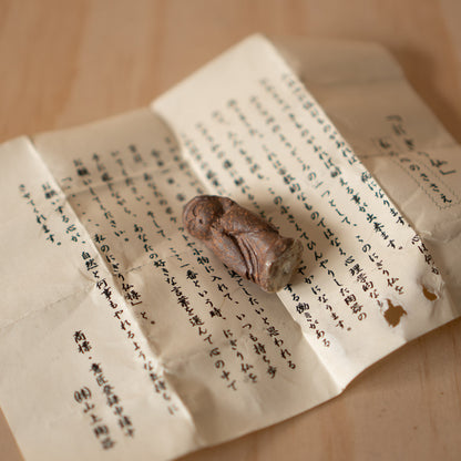 Vintage Japanese tiny pottery Jizo figure -Nigiri Botoke