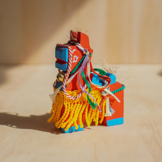 Vintage Japanese Folk Toy Horse - Chagu Chagu Umakko - Red and Blue