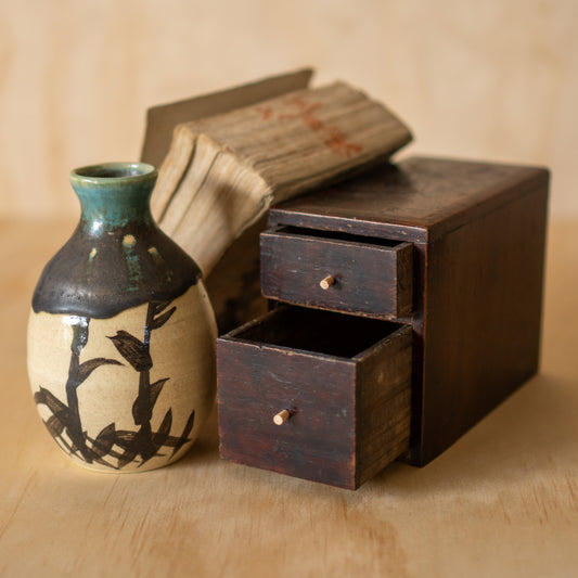 Antique Japanese 2 drawer box lacquer ko-bako