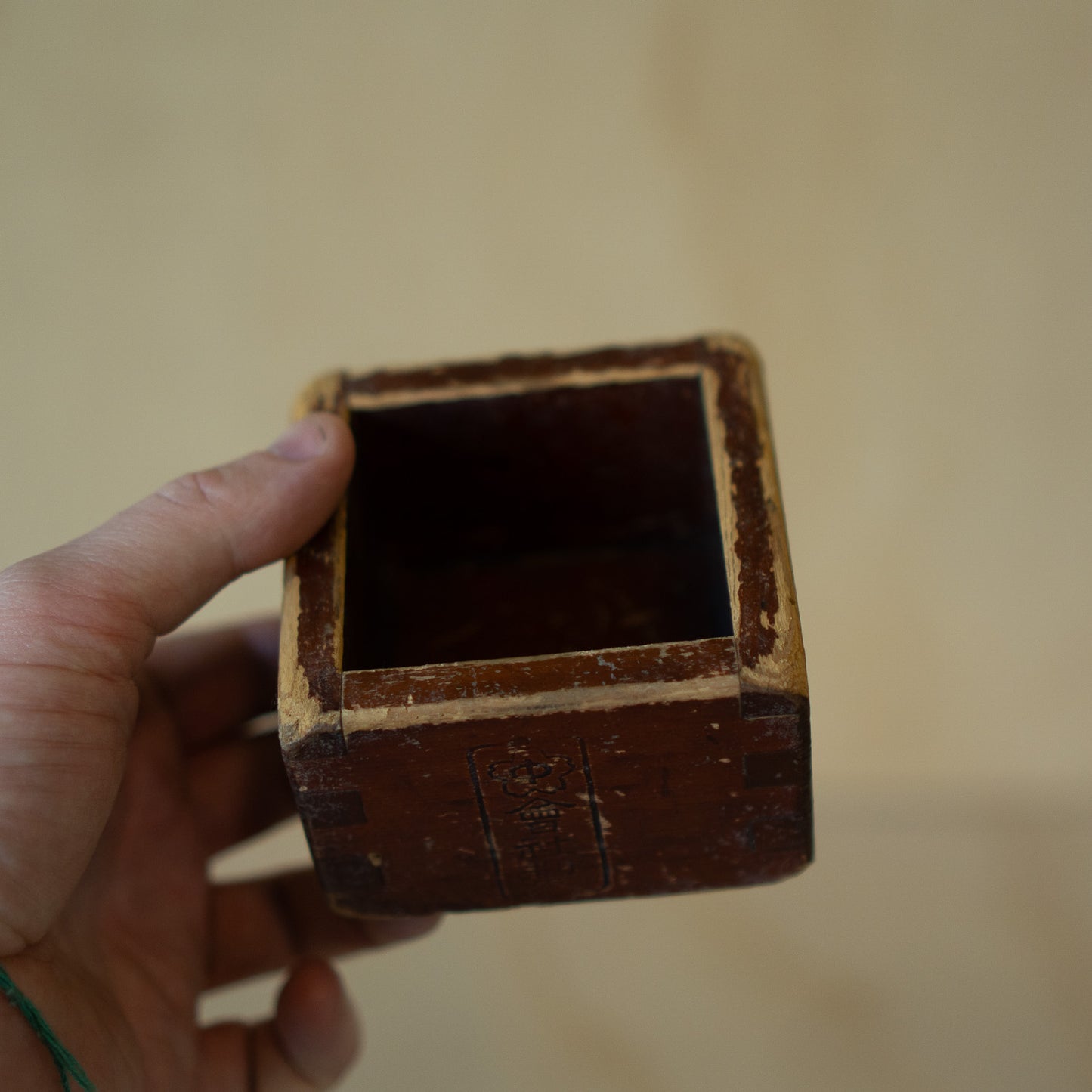 Antique Japanese Lacquered wood Masu Box Measure go-masu