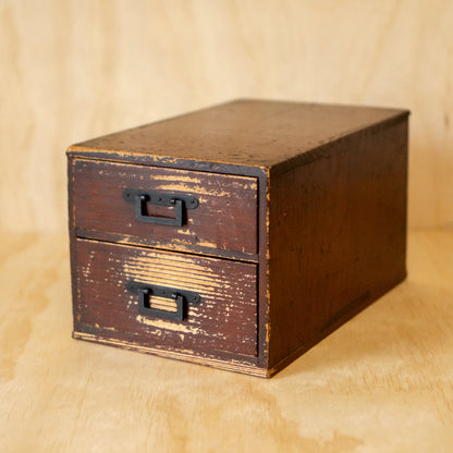 Antique Meiji Japanese 2 Drawer Box with Iron Handles