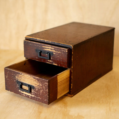 Antique Meiji Japanese 2 Drawer Box with Iron Handles