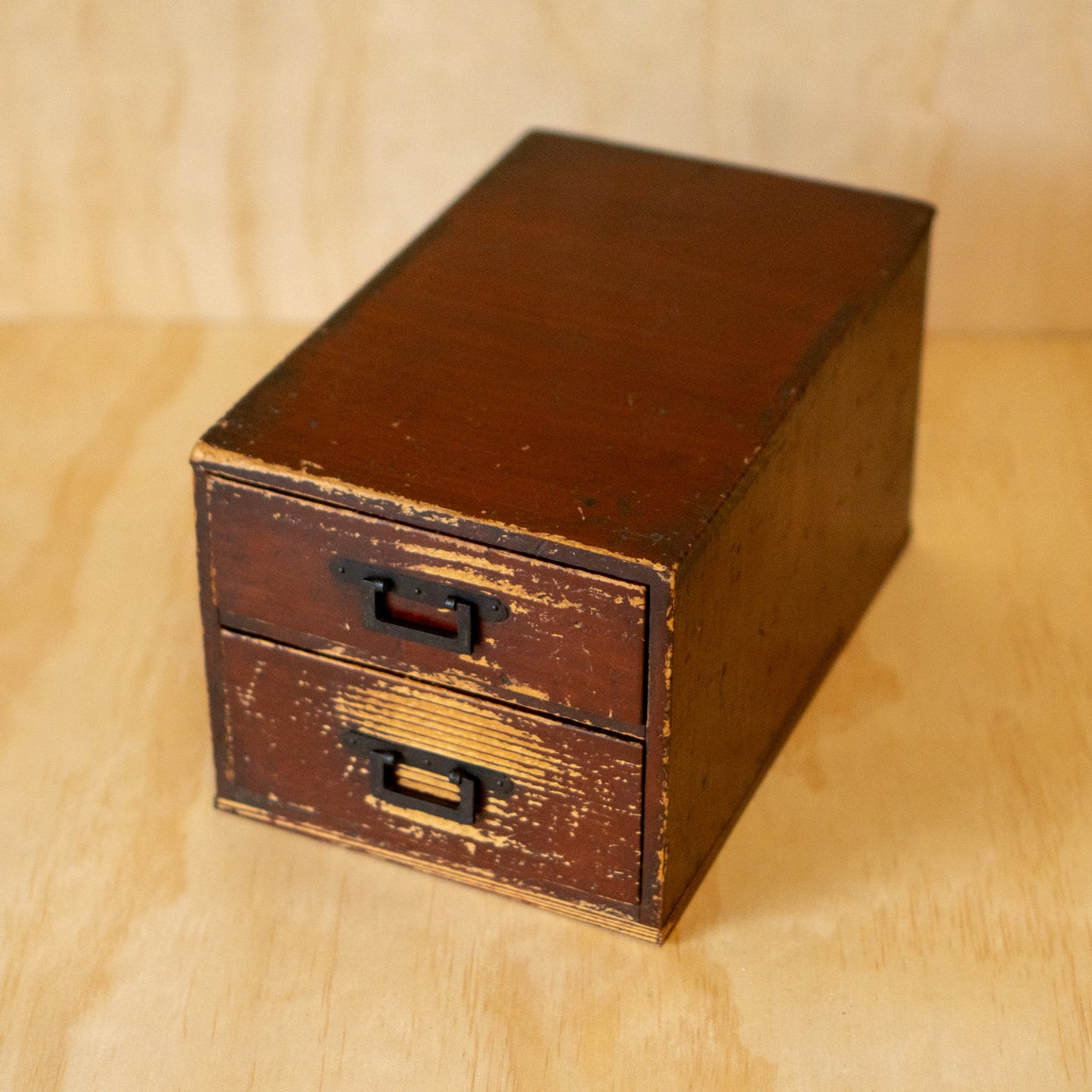 Antique Meiji Japanese 2 Drawer Box with Iron Handles