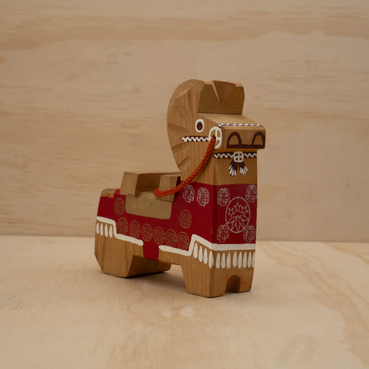 Vintage Japanese folk horse - red and white Kiso Goma