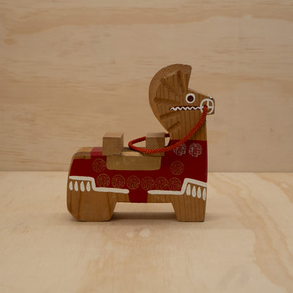 Vintage Japanese folk horse - red and white Kiso Goma